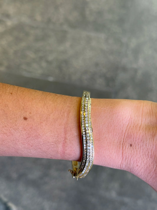 Ladies Three Row Channel Set Diamond Bangle