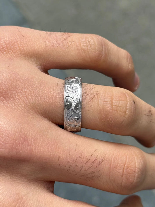 Men's Fancy Hand Engraved Wedding Band