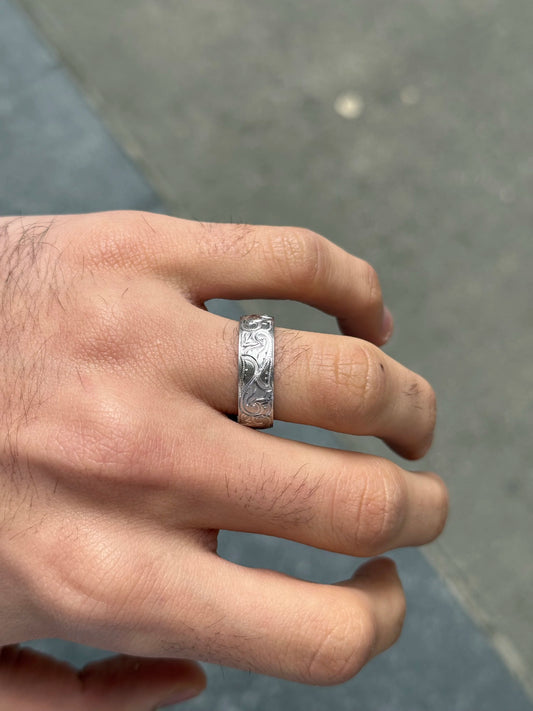 Men's Fancy Hand Engraved Wedding Band