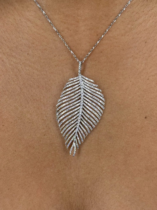 Ladies Feather Diamond Pendant