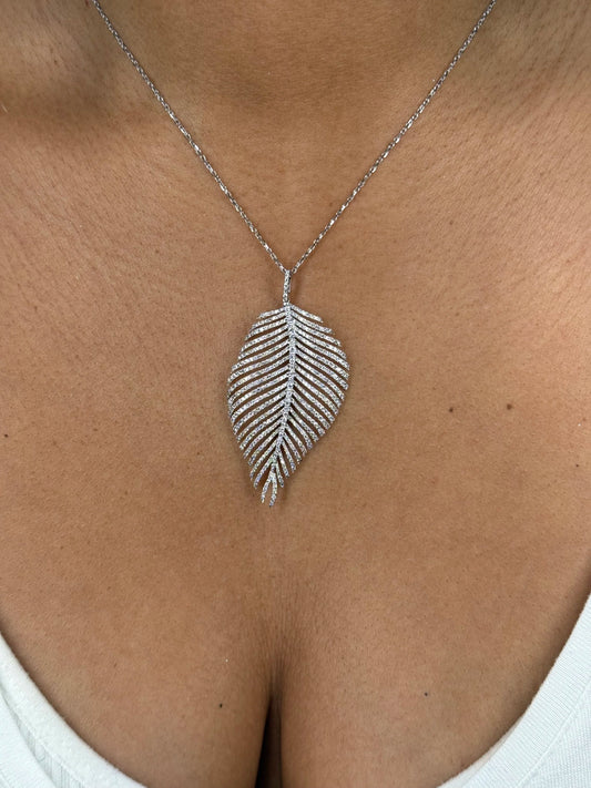 Ladies Feather Diamond Pendant