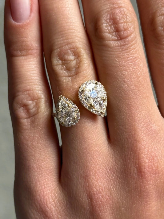 Ladies Pear Shaped Cluster Face Away Diamond Ring