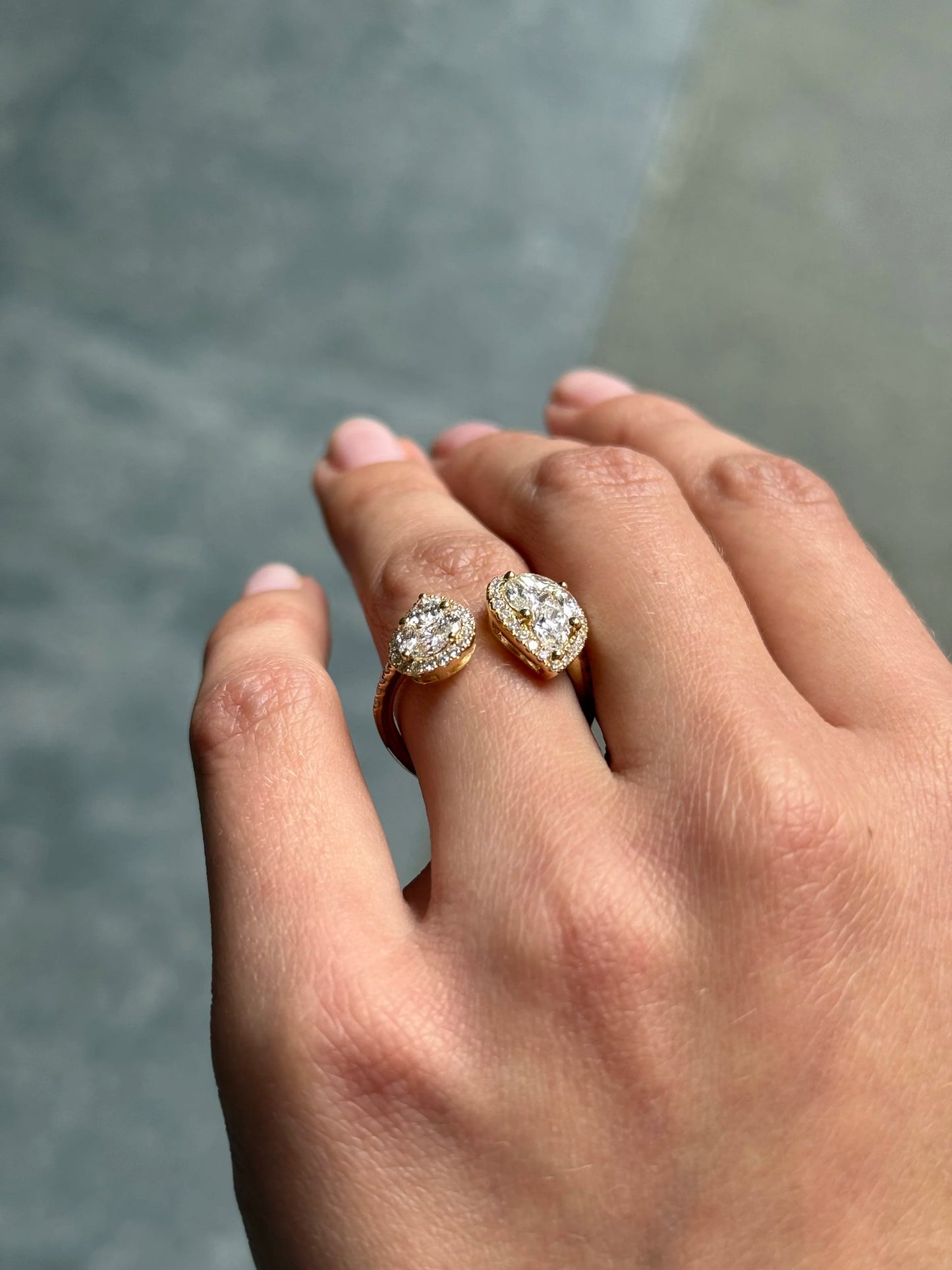 Ladies Pear Shaped Cluster Face Away Diamond Ring