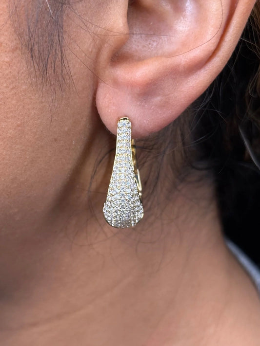 Ladies Large Pave Set Hallow Diamond Earring