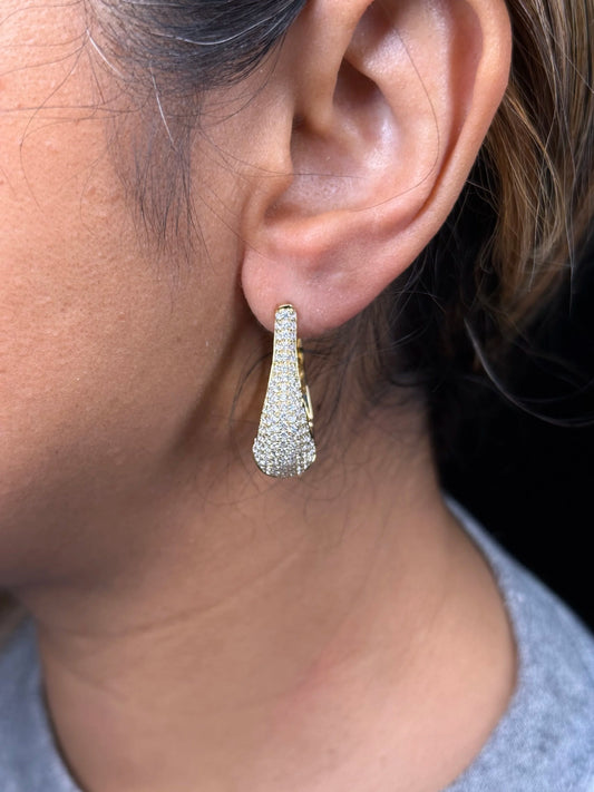 Ladies Large Pave Set Hallow Diamond Earring