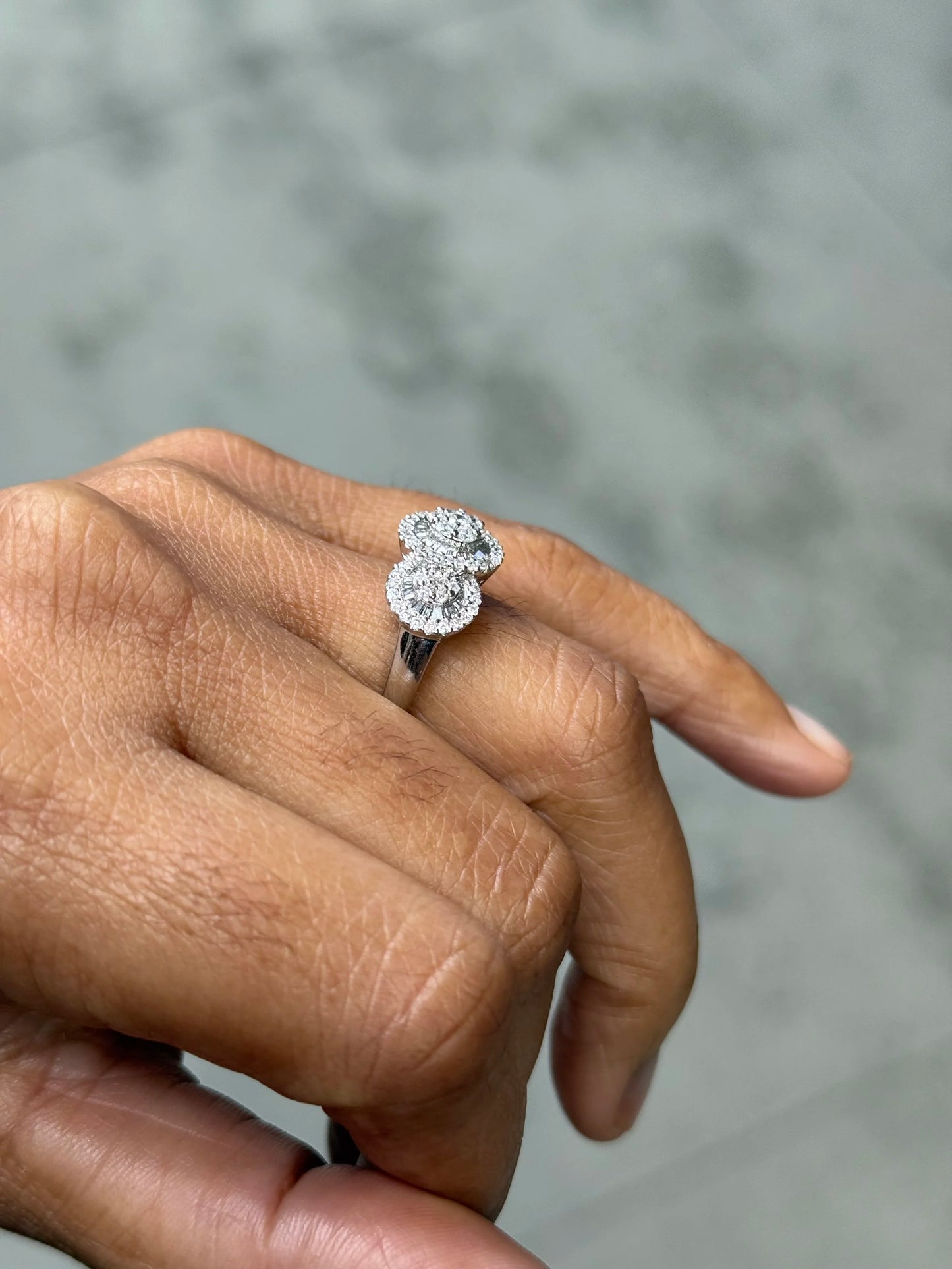 Ladies Three Circle Cluster Diamond Ring