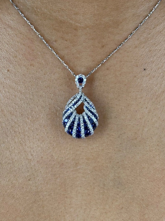 Ladies Stripped Sapphire and Diamond Pendant