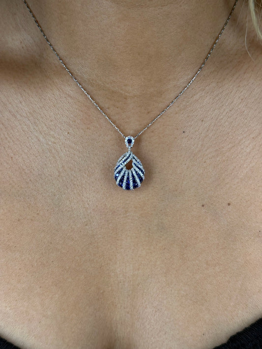 Ladies Stripped Sapphire and Diamond Pendant