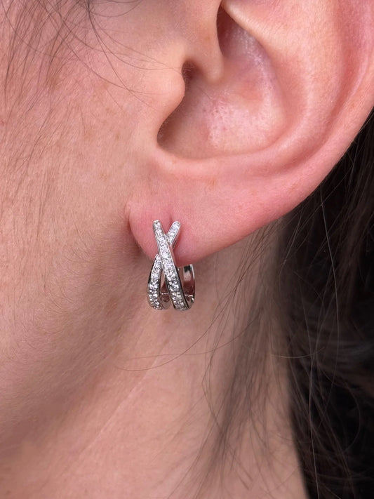 Ladies Double Row Overlapping Diamond Huggie