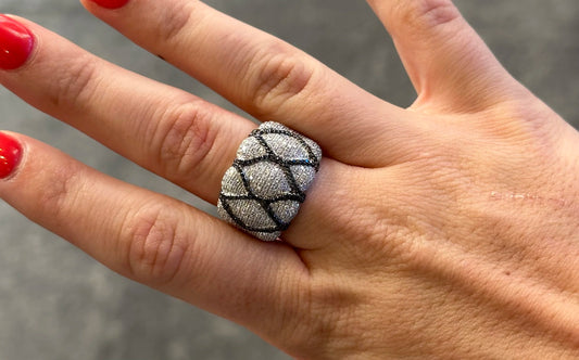 Ladies Wide Micro Pave Set Cocktail Round Diamond Ring