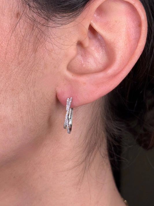 Ladies Intertwined Diamond Huggie