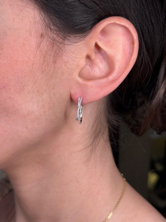 Ladies Intertwined Diamond Huggie