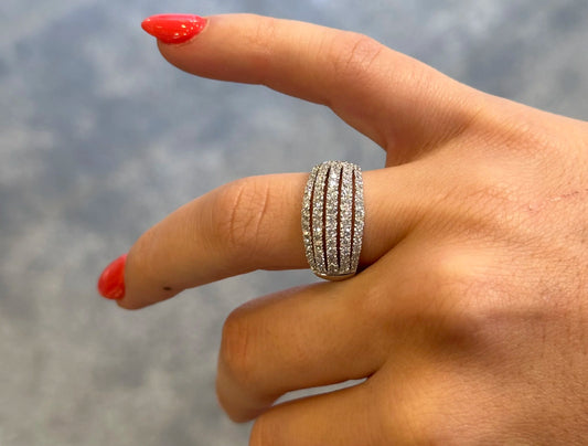 Ladies Five Row Round Diamond Ring