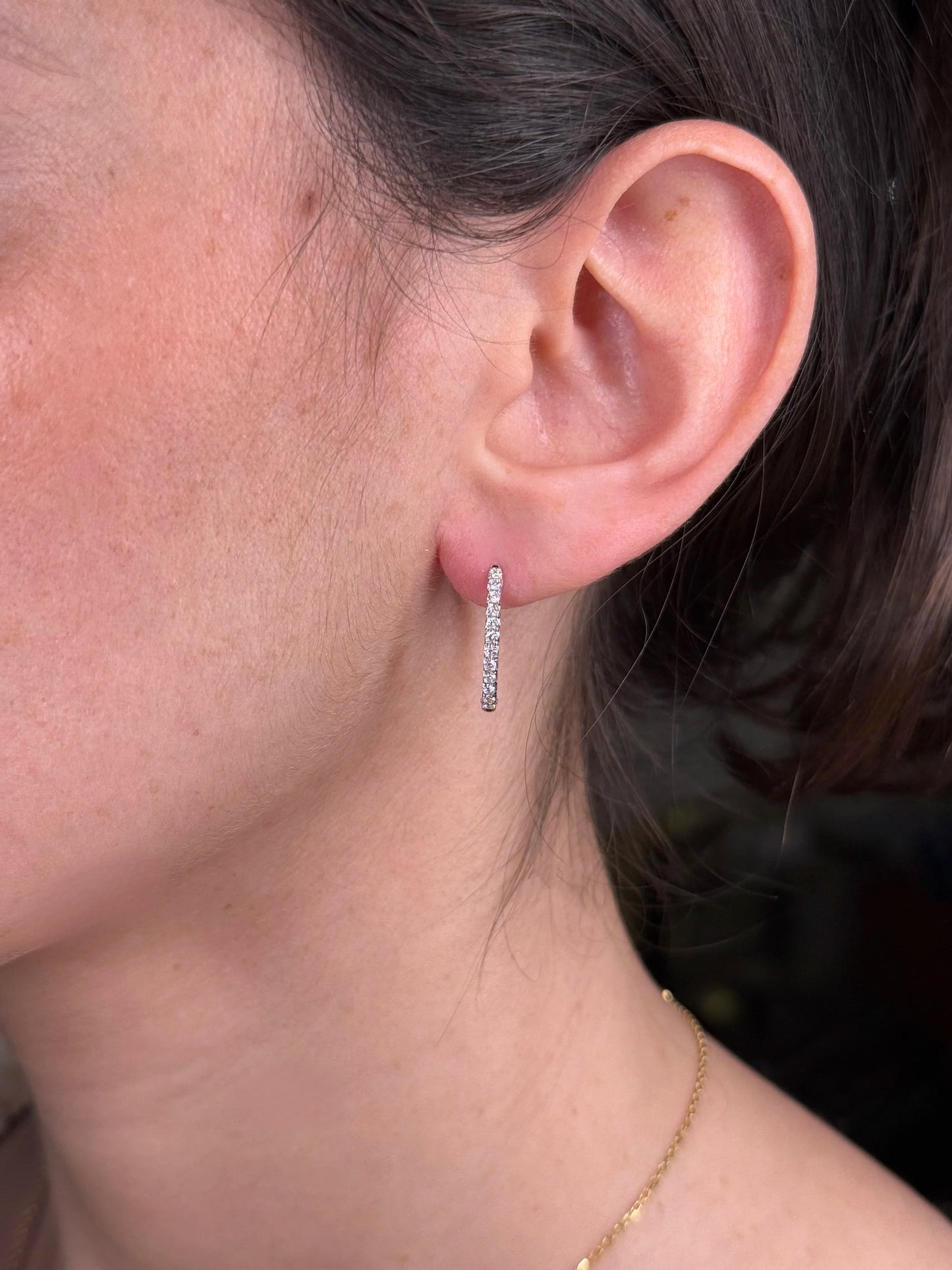 Ladies Oval Diamond Hoop