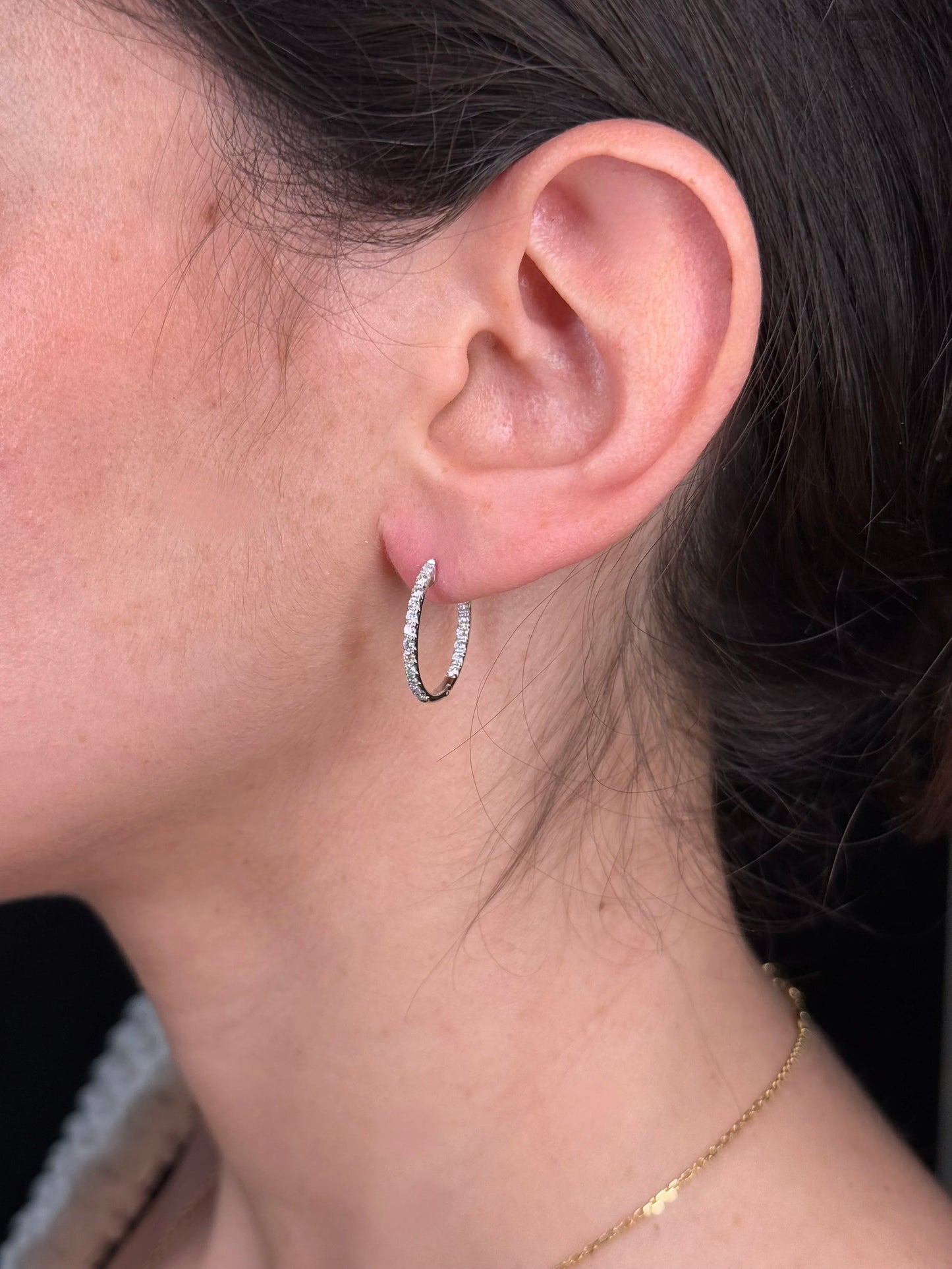 Ladies Oval Diamond Hoop