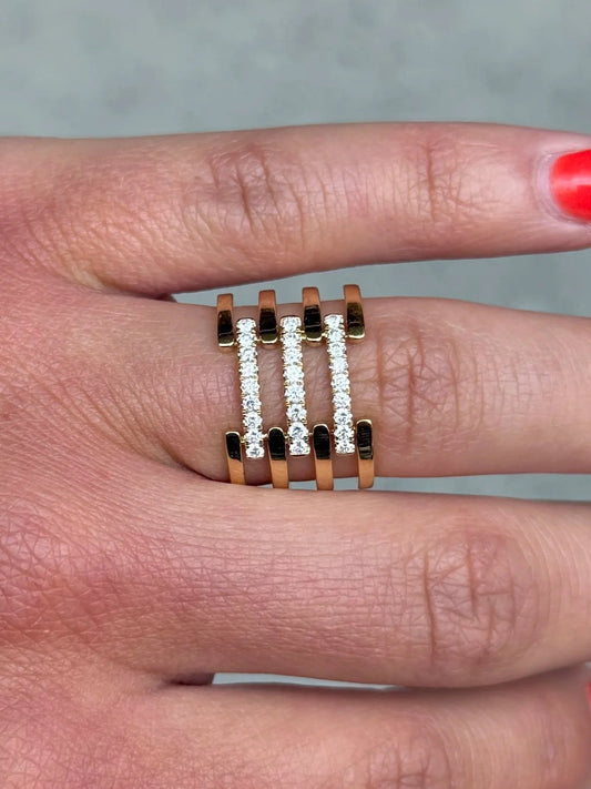 Ladies Spaced Out Multi Row Diamond Ring