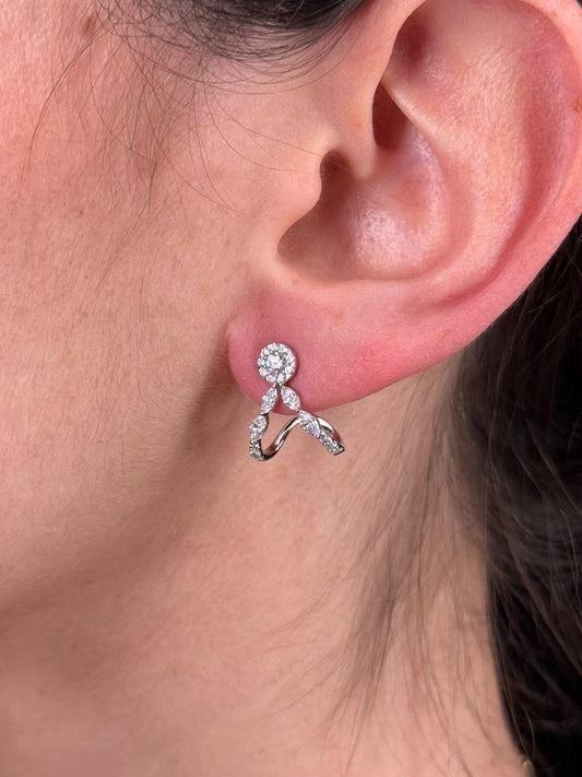 Ladies Round and Marquise Diamond Huggie