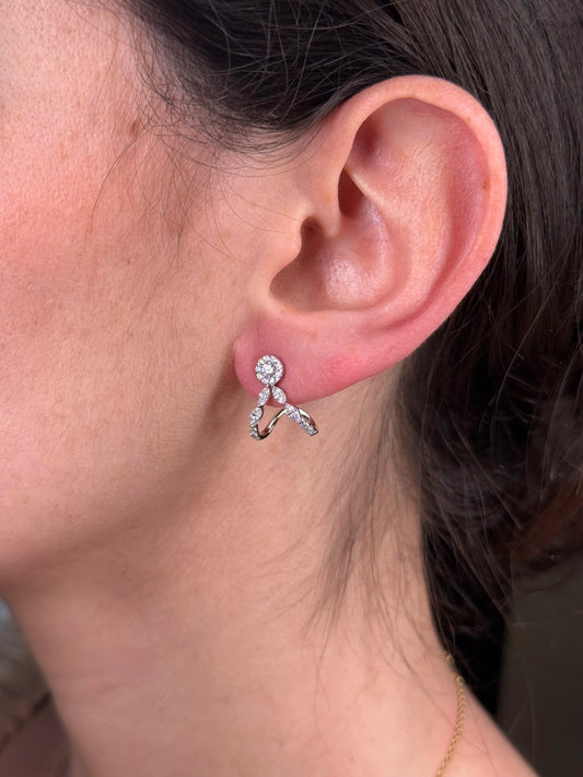 Ladies Round and Marquise Diamond Huggie