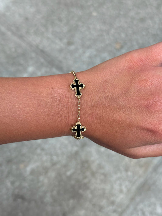 Ladies Black Cross Bracelet