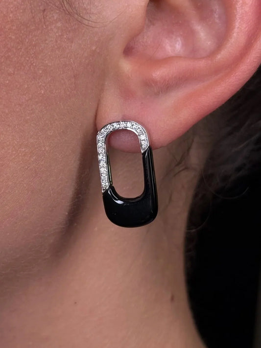 Ladies Onyx and Diamond Earring