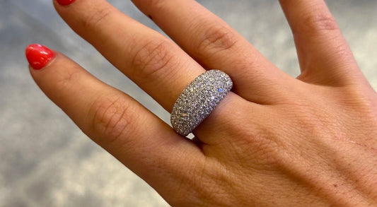 Ladies Dome Shaped Pave Set Cocktail Ring