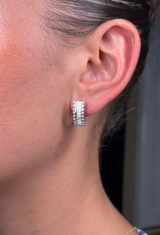 Ladies Baguette and Round Diamond Earring