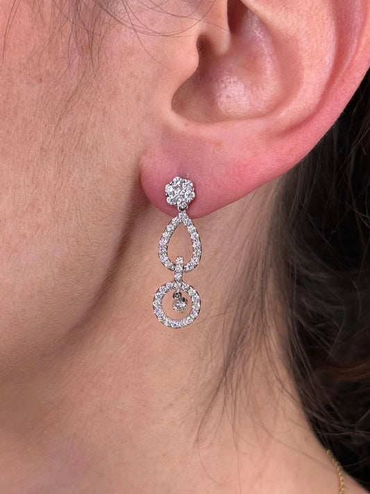 Ladies Spaced Out Fancy Diamond Dangle Earrings