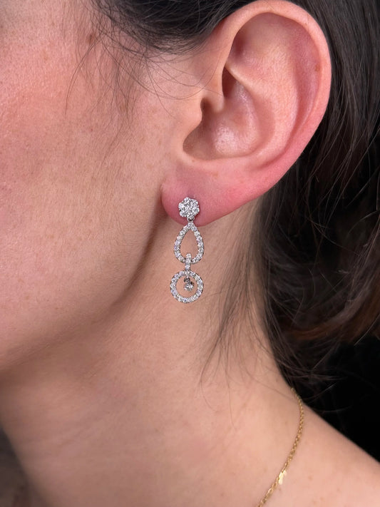 Ladies Spaced Out Fancy Diamond Dangle Earrings