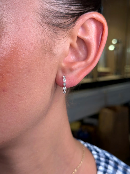 Ladies Alternating Marquise and Round Diamond Huggie