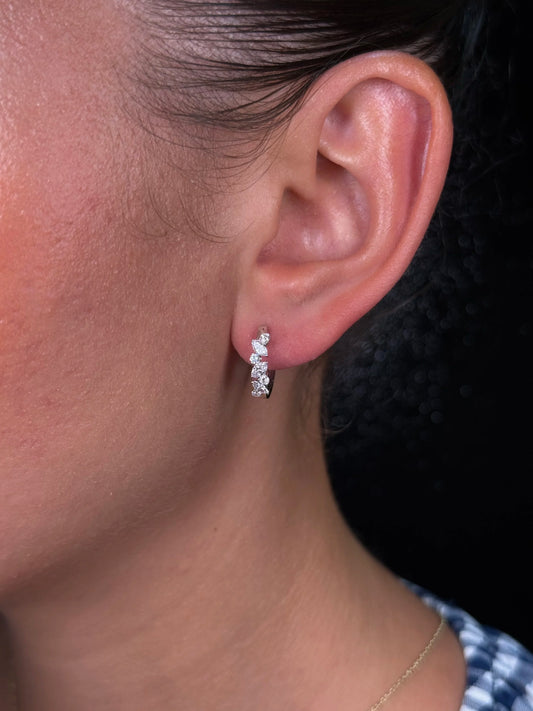 Ladies Alternating Marquise and Round Diamond Huggie