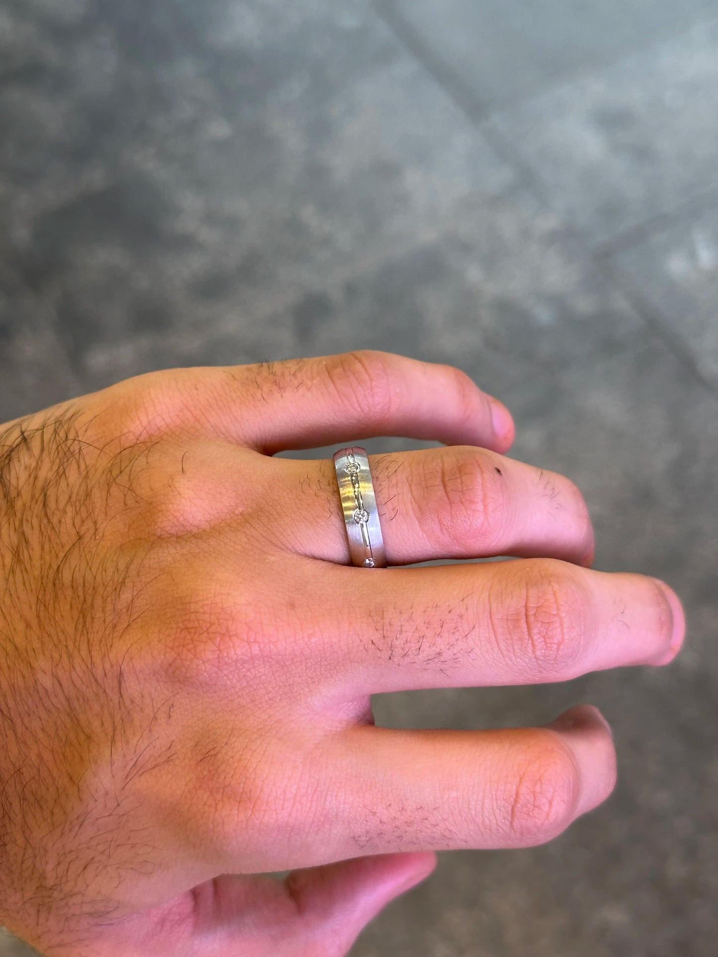 Men’s Spaced Out Polished Bar Diamond Wedding Band