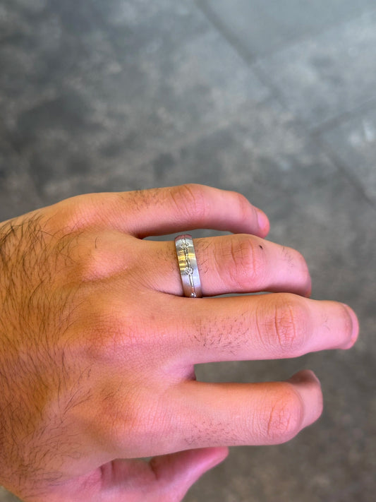 Men’s Spaced Out Polished Bar Diamond Wedding Band