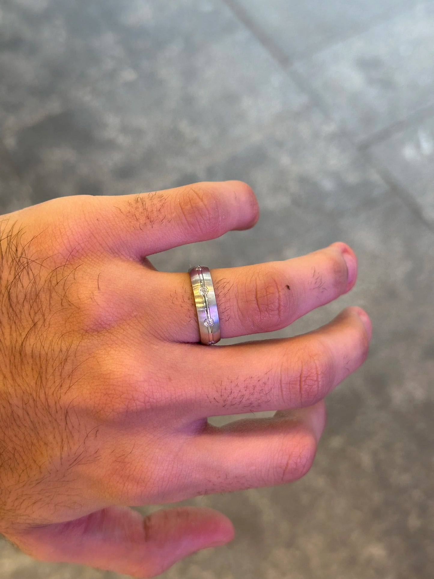 Men’s Spaced Out Polished Bar Diamond Wedding Band