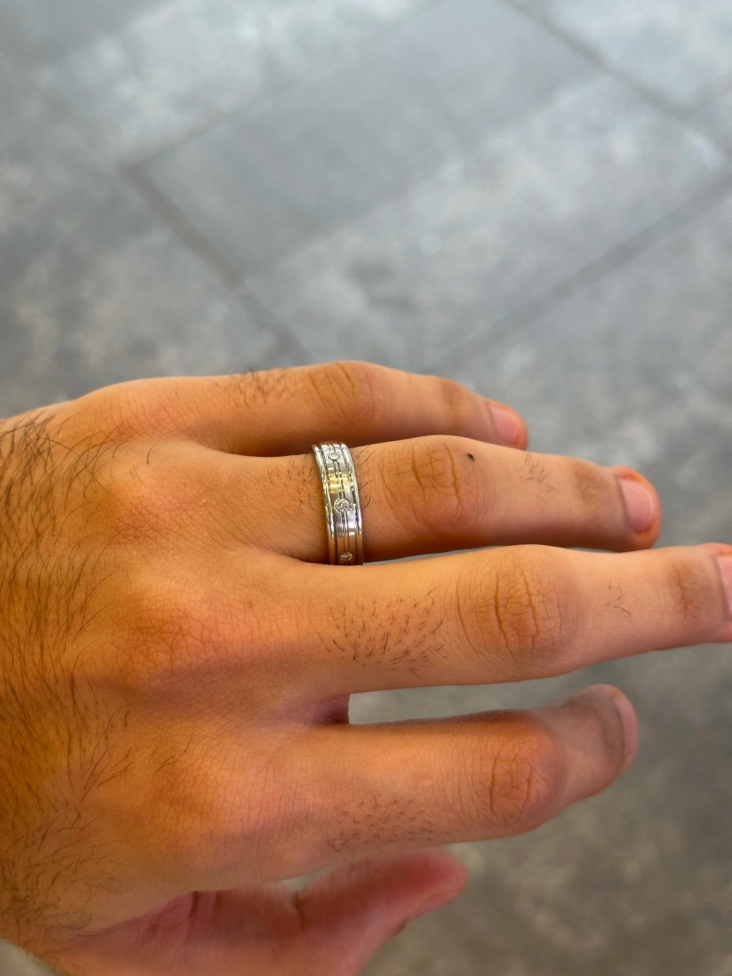 Men’s Spaced Out Multi Polished Row Diamond Wedding Band