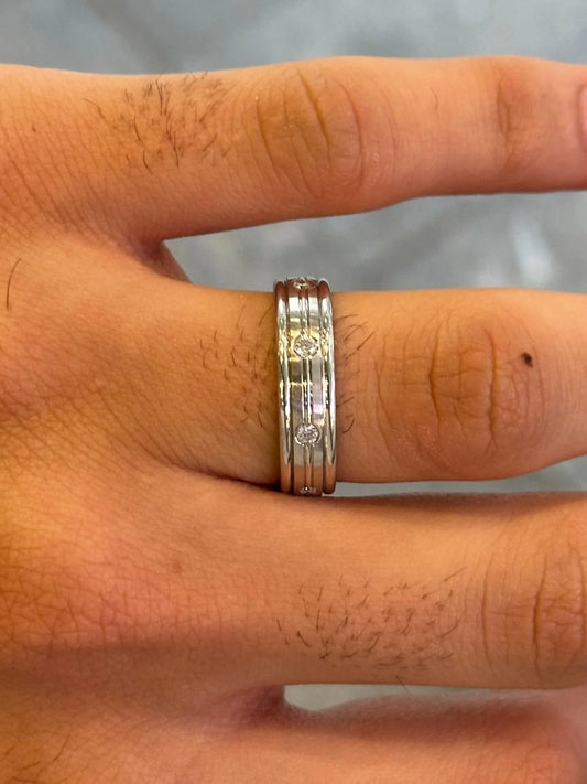 Men’s Spaced Out Multi Polished Row Diamond Wedding Band