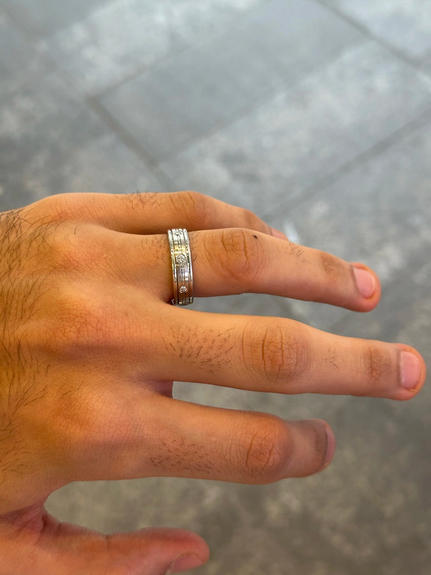 Men’s Spaced Out Multi Polished Row Diamond Wedding Band