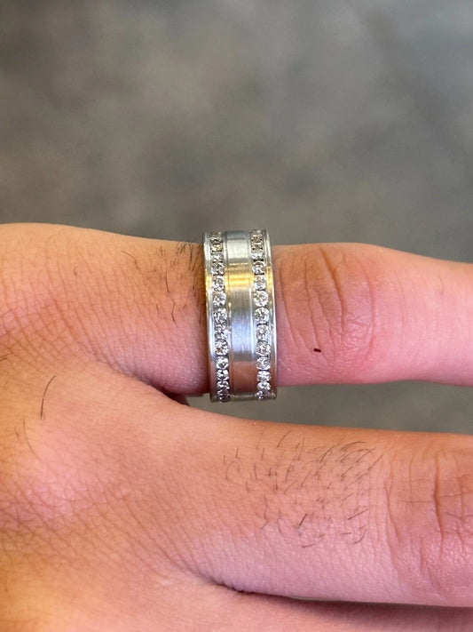 Men’s Two Row Channel Set Wedding Band