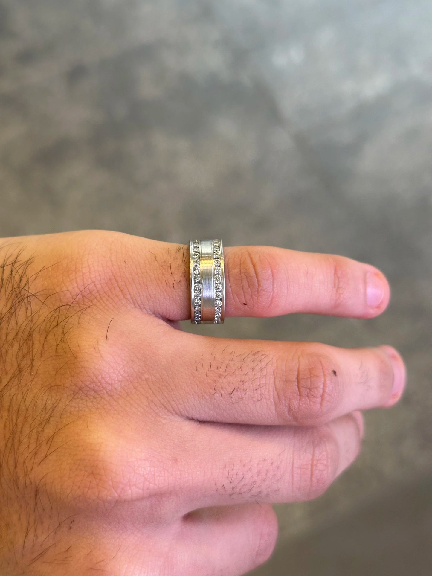 Men’s Two Row Channel Set Wedding Band