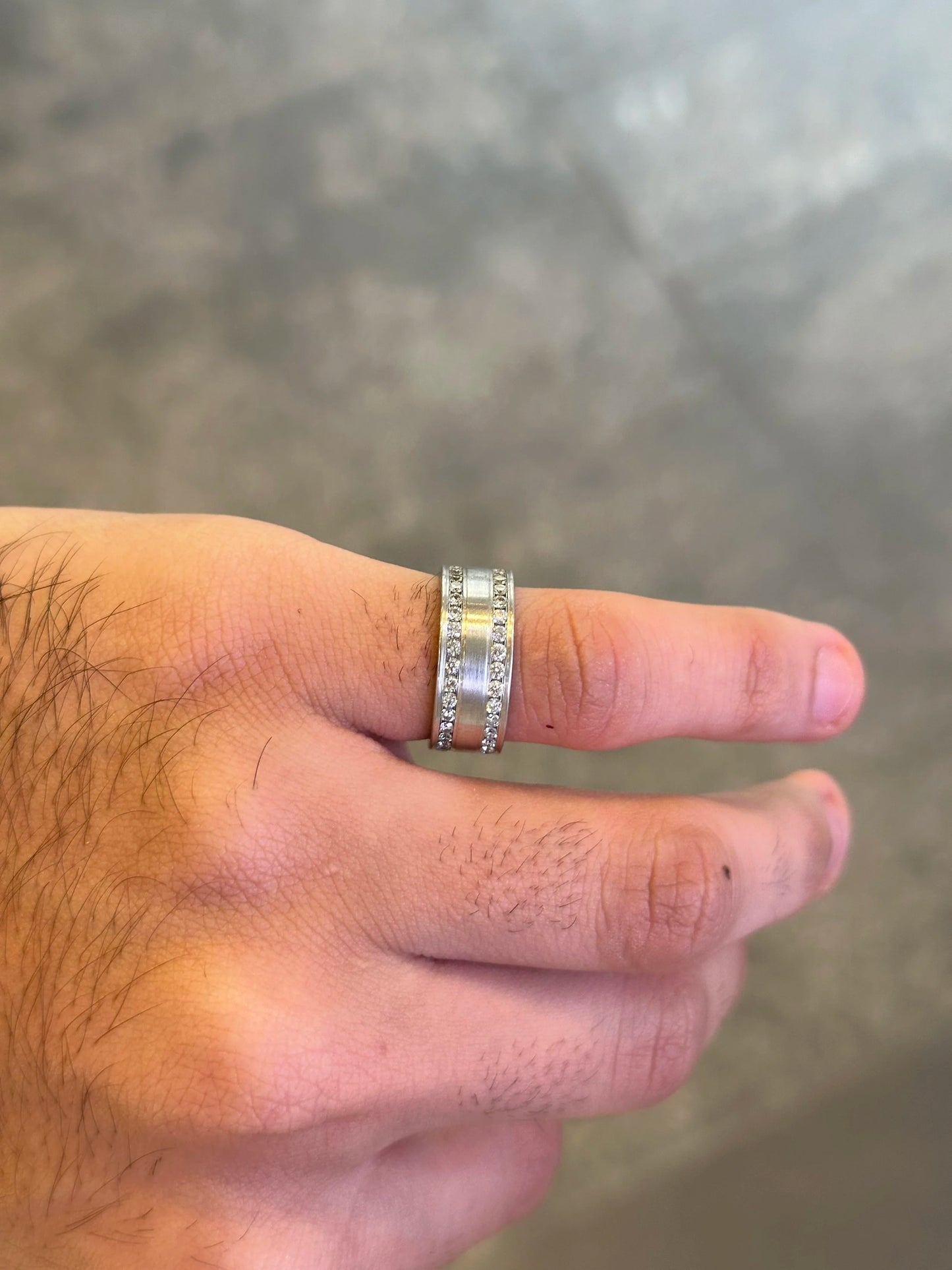 Men’s Two Row Channel Set Wedding Band