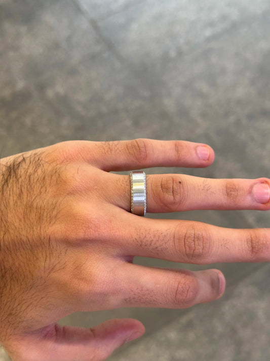 Men’s White Gold Two Row Diamond Wedding Band