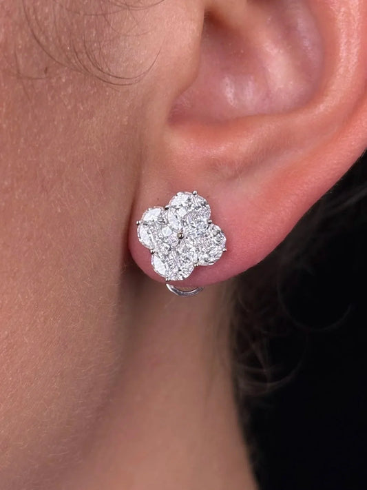 Ladies Cluster Clover Shaped Earring