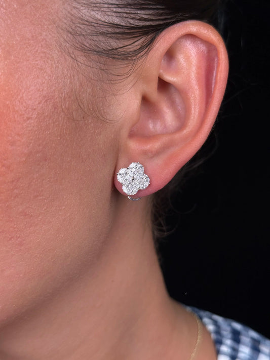 Ladies Cluster Clover Shaped Earring