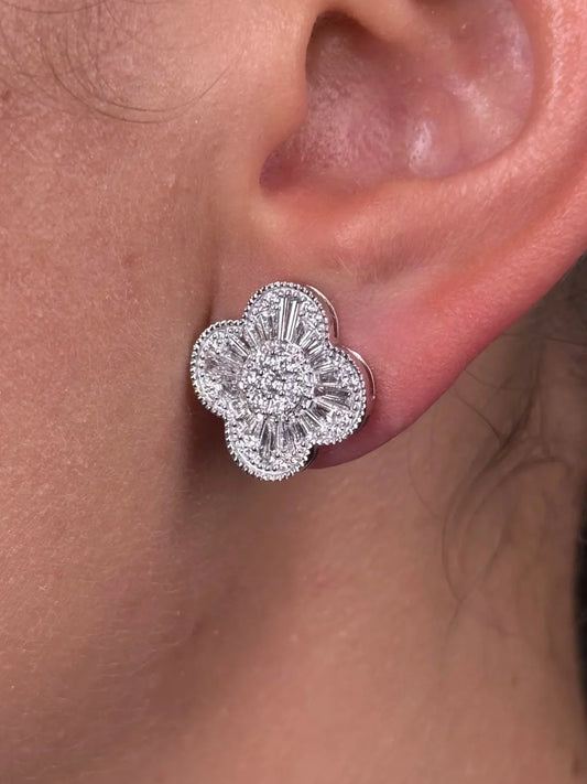Ladies Clover Shaped Diamond Earring