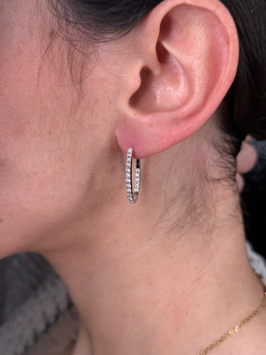 Ladies Oval Shape Twist Diamond Hoops