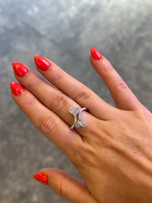 Ladies Double Heart Shaped Diamond Ring