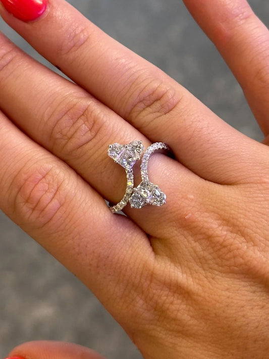 Ladies Double Heart Shaped Diamond Ring