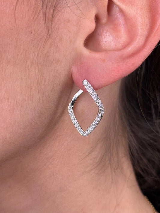 Ladies Diamond Shaped Diamond Hoops