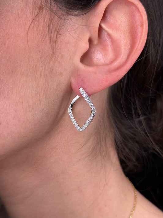 Ladies Diamond Shaped Diamond Hoops