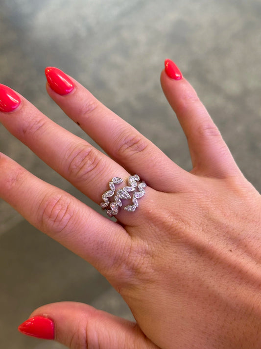 Ladies Pear and Marquise Shaped Cluster Diamond Ring