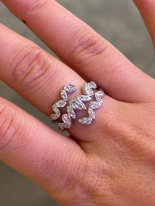 Ladies Pear and Marquise Shaped Cluster Diamond Ring